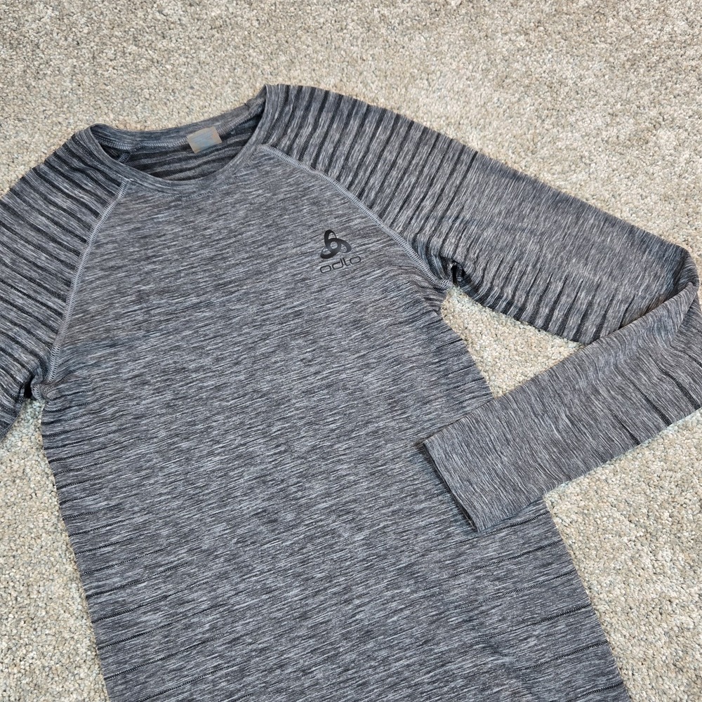 ODLO Women's Long Sleeve Athletic Base Layer‎ Gray And Black Size S